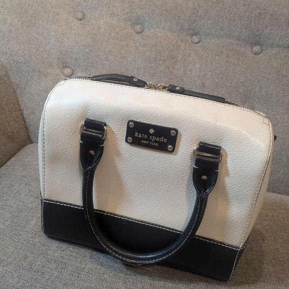 Kate Spade Wellesley Satchel Handbag Boiling bag bicolor black/cream - Picture 9 of 11